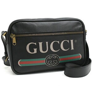 Gucci logo messenger shoulder bag black leather